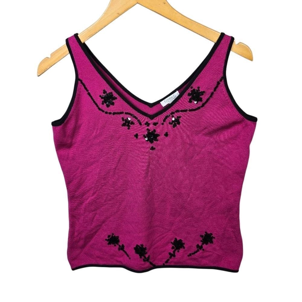 CONRAD C COLLECTION   Pink Embroidered Tank Top
